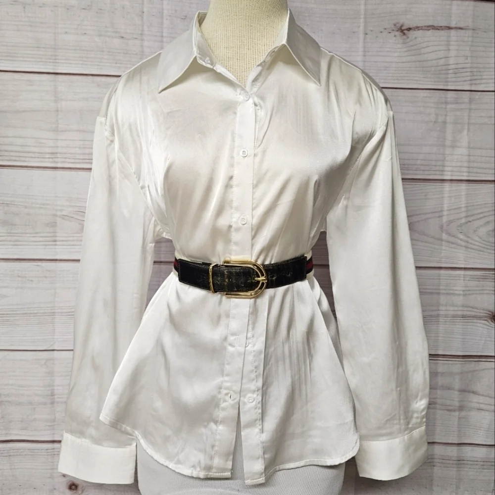 Gucci Nylon And Leather Belt In Cream Navy And Red Size 32 / 80